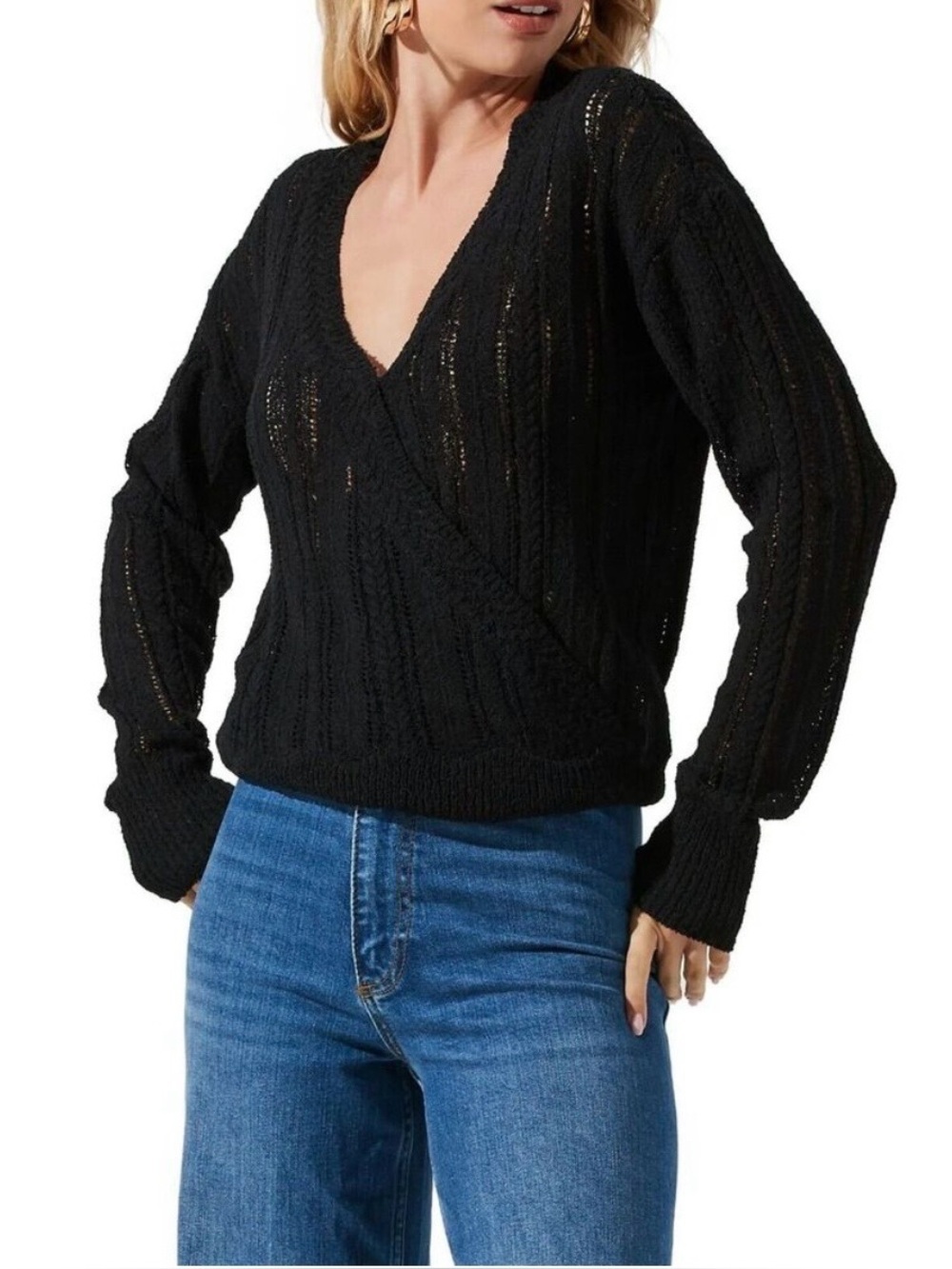 ASTR The Label Open Knit Wrap Style Sweater Size M